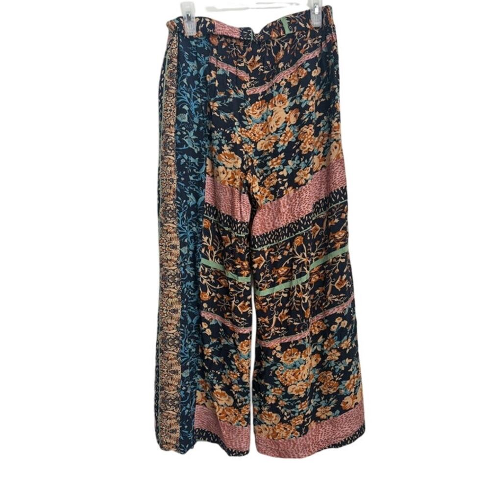 Jaase Floral Patchwork Boho Wide-Leg Pants Womens Size Medium